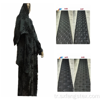 İslam Müslüman Rayon Polyester Jakarlı Siyah Abaya Kumaş